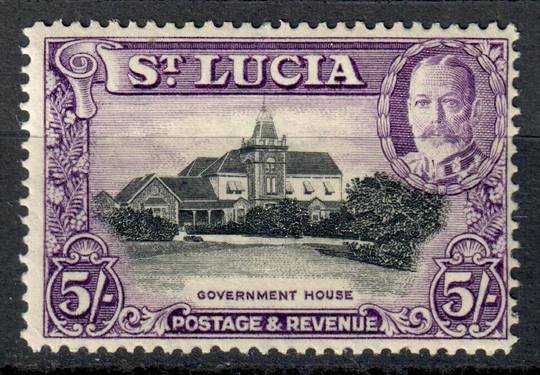 ST LUCIA 1936 Geo 5th Definitive 5/- Black and Violet.Very lightly hinged. - 8287 - UHM