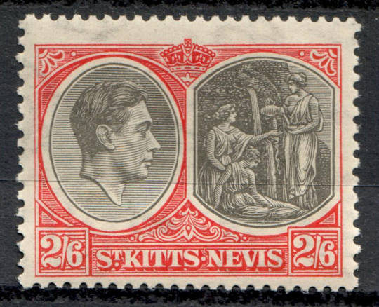 ST KITTS NEVIS 1938 Geo 6th Definitive 2/6 Black and Scarlet. - 8290 - UHM