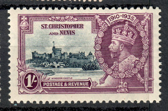 ST KITTS NEVIS 1935 Silver Jubilee 1/- Slate and Purple. - 8291 - UHM