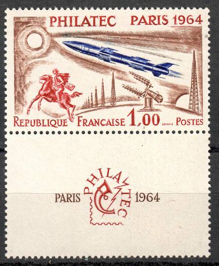 FRANCE 1964 Philatec '64 International Stamp Exhibition. Single plus label. - 82974 - UHM