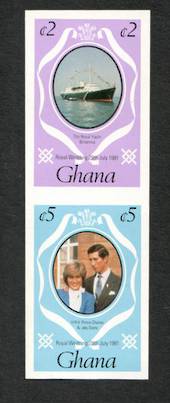 GHANA 1981 Royal Wedding of Prince Charles and Lady Diana Spencer. Imperforate joined pair from the booklet. - 83195 - UHM