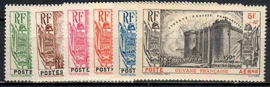FRENCH GUIANA 1939 150th Anniversary of the French Revolution. Set of 6. The airmail is fine UHM. - 84162 - Mint