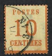ALSACE and LORRAINE 1870 Definitive 10c Bistre. Points of the net upwards.  Genuine copy. "P" of Postes 3mm + from left edge. Th