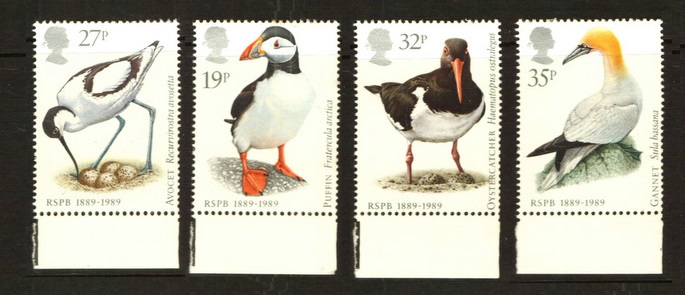 GREAT BRITAIN 1989 Centenary of the Royal Society for the Protection of Birds. Set of 4. - 88131 - UHM
