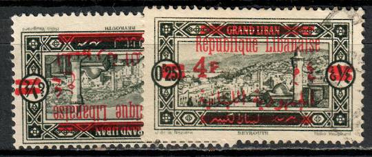 LEBANON 1928 Definitive 4p on 0.25 Olive-Black. Two copies one of which reads 4f. - 8901 - FU