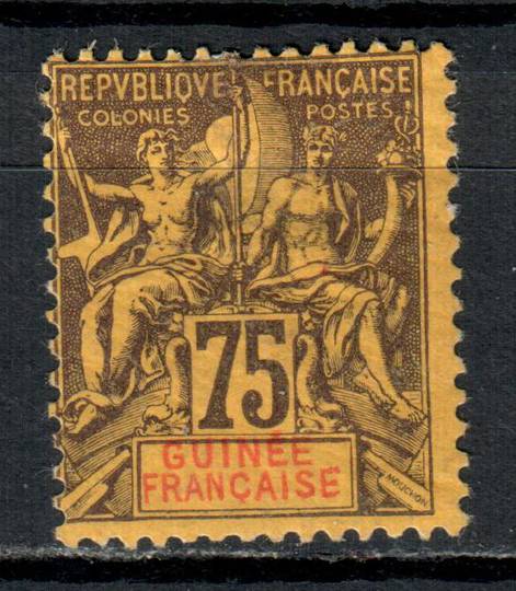 FRENCH GUINEA 1892 Brown on Yellow.  Hinge remains. Gum thin. - 9000 - Mint