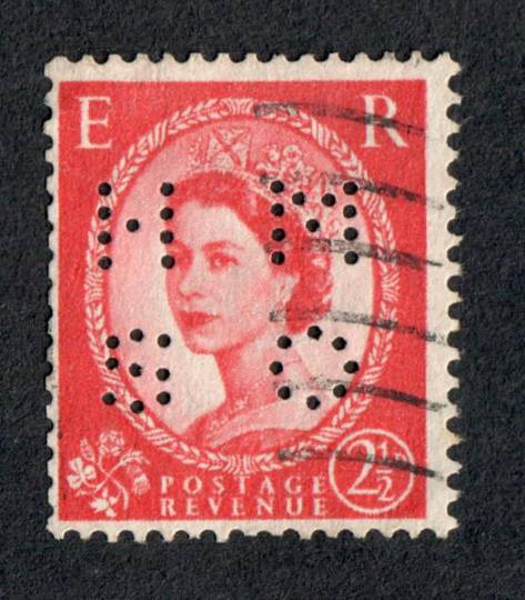 GREAT BRITAIN 1953 Elizabeth 2nd 2½d Red Perfin HMSO. - 9007 - FU