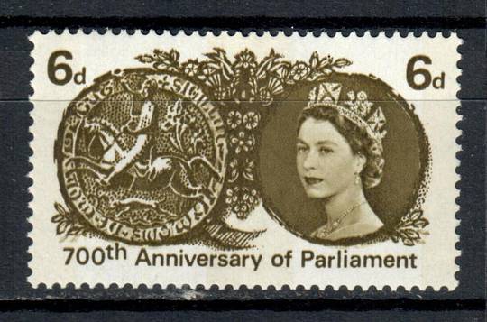 GREAT BRITAIN 1965 700th Anniversary of the Parliament of Simon de Mountfort 6d Olive-Green with phosphor bands. One the one sta