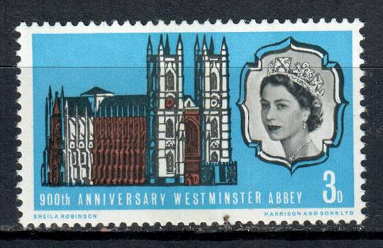 GREAT BRITAIN 1966 900th Anniversary of Westminster Cathedral 3d with phosphor bands. One the one stamp was phosphored. - 9089 -