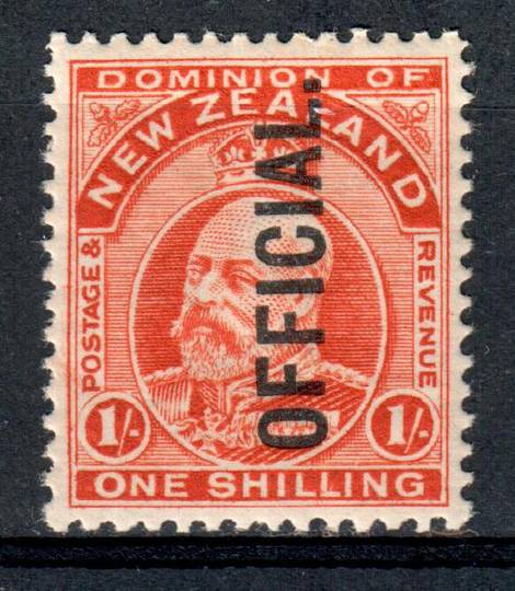 NEW ZEALAND 1909 Edward 7th Official 1/- Orange. - 91 - UHM