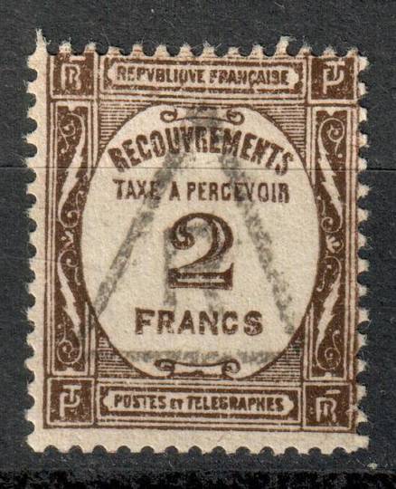 FRANCE 1927 Postage Due 2fr Bistre-Brown. Nice triangular T cancel. - 9202 - VFU