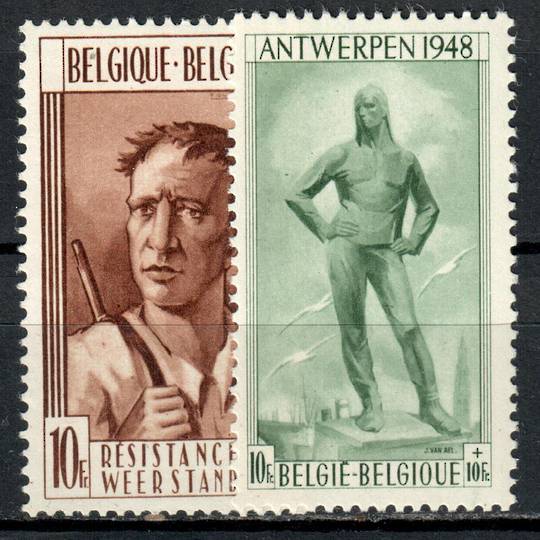 BELGIUM 1948 Antwerp and Liege Monuments Fund. Set of 2. - 92872 - UHM