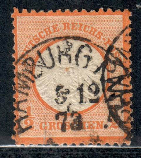 GERMANY 1872 Definitive Thaler Currency Small Shield ½g Orange-Vermilion. Postmark a little heavy HAMBURG 5/12/72. - 9343 - Used
