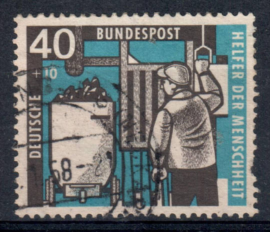 WEST GERMANY 1957 Humanitarian Relief Fund 40pf+10pf Black and Blue. - 9355 - FU