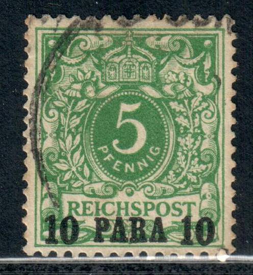 GERMAN POST OFFICES IN the TURKISH EMPIRE 1889 Definitive 1pa on 1pf Yellow-Green. Appears to be an expertising mark on the reve