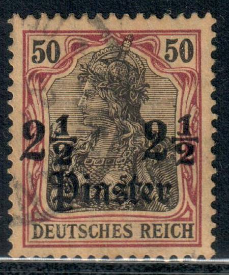 GERMAN Post Offices in the TURKISH EMPIRE 1905 Definitive 2½pi on 50pf Black and Purple. on Buff. - 9420 - Used