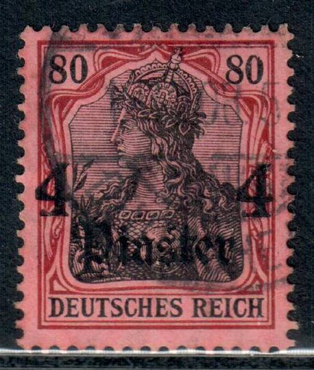 GERMAN Post Offices in the TURKISH EMPIRE 1905 Definitive 4pi on 80 pf Black and Carmine on Rose. - 9421 - Used