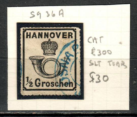 HANOVER 1864 Definitive ½gr Black. Slight tear. From the collection of H Pies-Lintz. - 9470 - FU