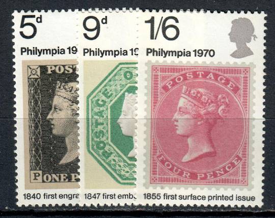 GREAT BRITAIN 1970 Philympia '70 International Stamp Exhibition. Set of 3. - 95246 - UHM