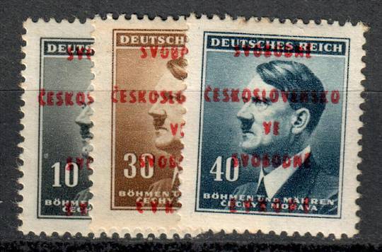 CZECHOSLOVAKIA 1940 Hitler stamps of Germany. Overprinted locals. Set of 3. - 9901 - Mint