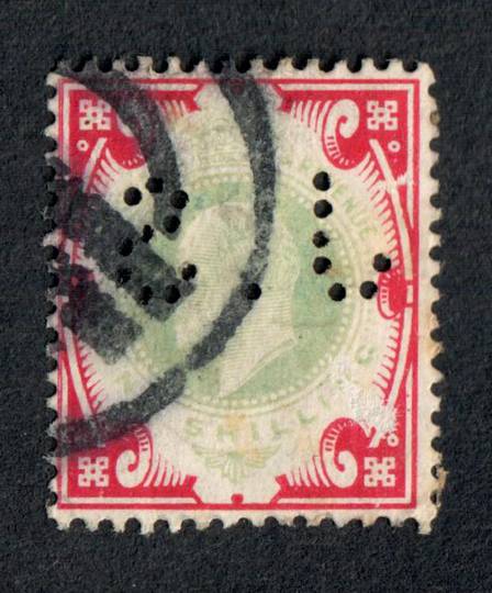 GREAT BRITAIN 1902 Edward 7th Definitive 1/- Green and Red with Perfin J S. - 99826 - FU