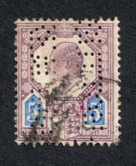 GREAT BRITAIN 1902 Edward 7th Definitive 5d Purple and Blue  with Perfin. - 99827 -