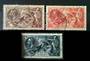 GREAT BRITAIN 1934 Seahorses. Three values. 2/6 & 10/- superb light cds. 5/- corner cds smudgy. Centring and perferations perfec