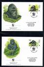 CONGO 2002 World Wildlife Fund Grauer's Gorilla. Set of 4 in mint never hinged and on first day covers with 6 pages of official