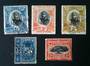TONGA 1897 Definitives. Five items. SG 38 39 40a 43 and 46. SG 46 is catalogued at £32 but the copy is MNG. The other are nice u