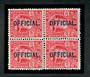 NEW ZEALAND 1909 Edward 7th Official 6d Red in block of four. Two VLHM and two UHM. - 20123 - Mixed