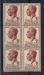 AUSTRALIA 1951 Booklet Pane of 6 of the Geo 6th Definitive 3.1/2d brown-Purple. - 20918 - UHM