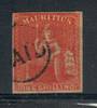 MAURITIUS 1859 1/- Vermillion. Lovely copy with PAID cancel. Four margins. A very nice example. - 21013 - FU