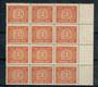NEW ZEALAND 1939 Postage Due 3d Brown. Block of 12 in superb never hinged condition with selvedge. - 21018 - UHM