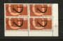 NEW ZEALAND 1970 Pictorial 15c Chestnut, Pale Chestnut and Black with Inverted Watermark Block of 4. - 21037 - UHM