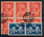 EAST GERMANY 1951 German-Soviet Friendhip. Joined pair of the 12pf Blue and block of 6 of the 24pf Red. - 21158 - FU