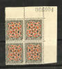 NEW ZEALAND 1935 Pictorial 9d Red and Grey. Multiple Watermark Upright. Top corner block of 4. - 21326 - UHM