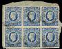 GREAT BRITAIN 1939 Geo 6th Definitive 10/- Ultramarine. Block of 6 on piece. Some imperfections. - 21458 - Used