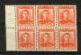 NEW ZEALAND 1938 Geo 6th Definitive 1d Red. Booklet Pane from W6a with inverted watermark. - 21849 - LHM