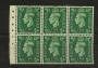 GREAT BRITAIN 1937 Geo 6th Definitive 1d Green Booklet Pane. - 23208 - UHM
