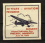 USA 1953 Airport Dedication Day Pinecreek Minesota. Label. - 23801 - Cinderellas