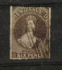 NEW ZEALAND 1862 Full Face Queen 6d Black-Brown. Roulette 7 at Auckland with British Philatelic Assoc certificate. A scarce stam