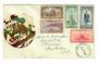 NEW ZEALAND 1950 Centenary of Canterbury. Set of 5 on illustrated first day cover. Transfer damaged. Stuck on to a plain cover.