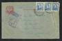NEW ZEALAND 1942 Airmail Letter YMCA envelope from Eygpt to New Zealand. 3 x 3d Geo 6th Definitives postmarked Egypt Prepaid wit