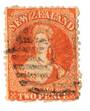 NEW ZEALAND 1862 Full Face Queen 2d Orange. Perf 12½. Postmark over face. - 3563 - Used