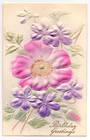 Embossed Coloured postcard. Birthday Greetings. - 43368 - Postcard