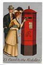 Delightful Postcard of Couple Posting a Letter -