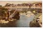 Coloured postcard of Th Bridge Whakarewarewa. Maori Children Diving for Pennies. - 45947 - Postcard