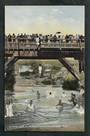 Coloured postcard of Children diving for pennies at Whakarewarewa. - 49599 - Postcard