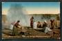 Coloured postcard of MaorisCooking in Boiling Springs Whakarewarewa. Dated 1915. - 49618 - Postcard