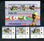 MALTA 1998 World Cup Football Championships, France. Set of 3 and miniature sheet. - 50477 - UHM